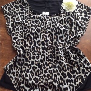 NWT Calvin Klein Layered Leopard Print Flowy Top